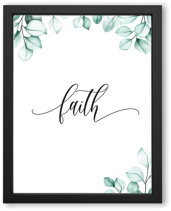 Faith Written in Cursive Botanical Wall Art