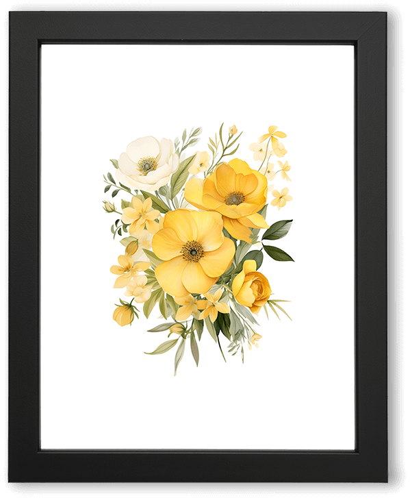 Yellow Floral Bouquet with Green Botanical Foliage