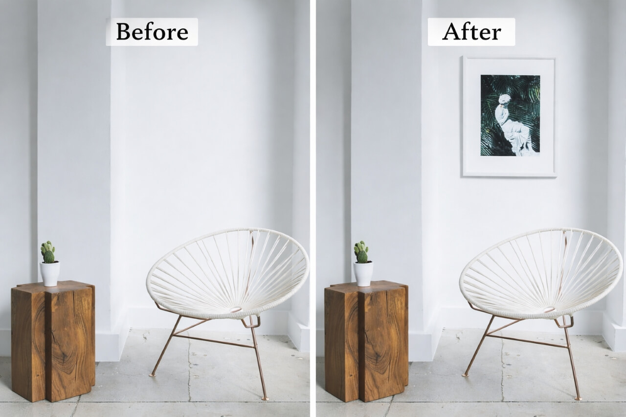 wall art before and after